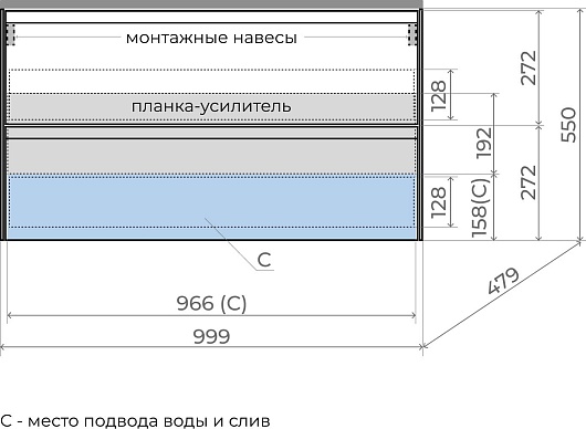 Style Line Тумба с раковиной Лима 100 Plus подвесная эмаль белая матовая – картинка-9